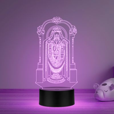 3D Illusion Tirupati Balaji Led Night Lamp Multicolored Light Home Office Pooja Room Decor